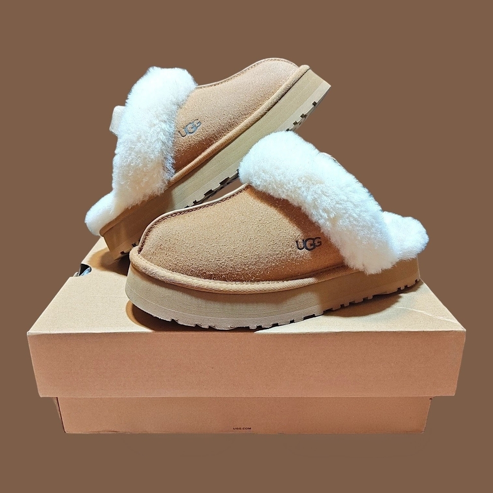 UGG Tan and White Women's Slippers